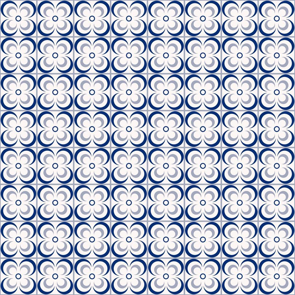 fleur géométrique forme ligne grille transparente motif fond de couleur bleu monochrome. simple motif sino-portugais, peranakan. utilisation pour le tissu, le textile, les éléments de décoration intérieure, le rembourrage. vecteur