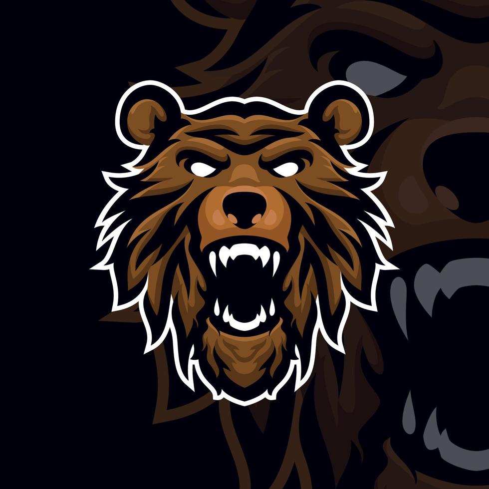 modèle de logo de mascotte de jeu ours esport vecteur