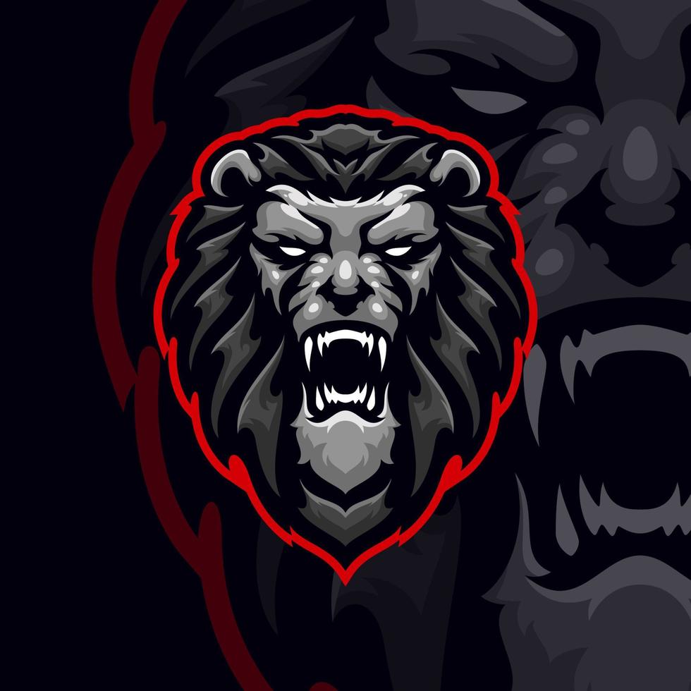 modèle de logo de mascotte de jeu lion esport vecteur