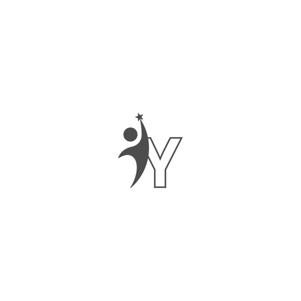 lettre y icône logo avec abstrac succès homme devant, alphabet logo icône création créative vecteur