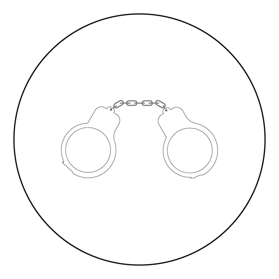 L'icône des menottes de couleur noire en cercle vecteur