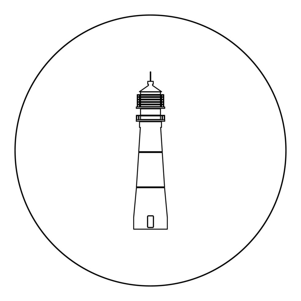 L'icône du phare de couleur noire en cercle vecteur