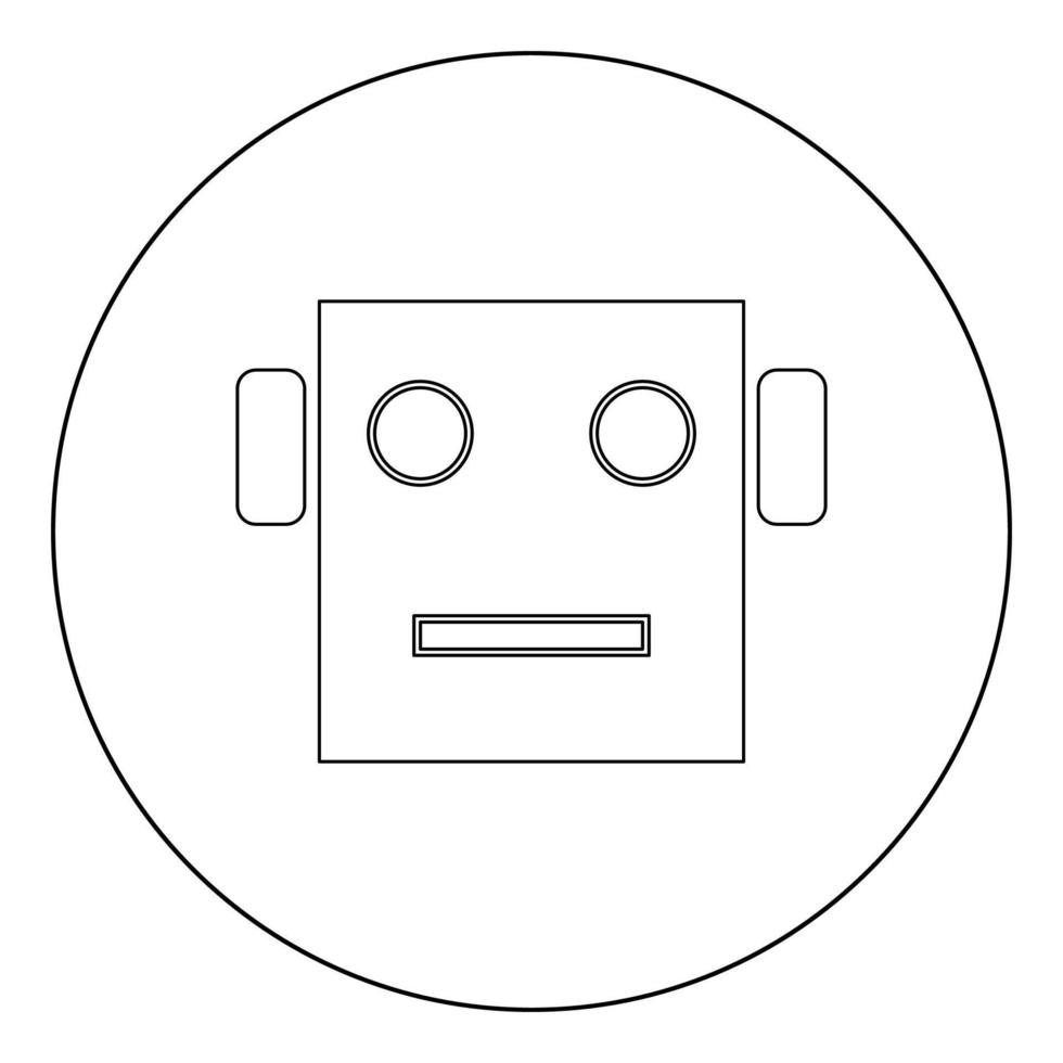 L'icône de la tête du robot de couleur noire en cercle vecteur