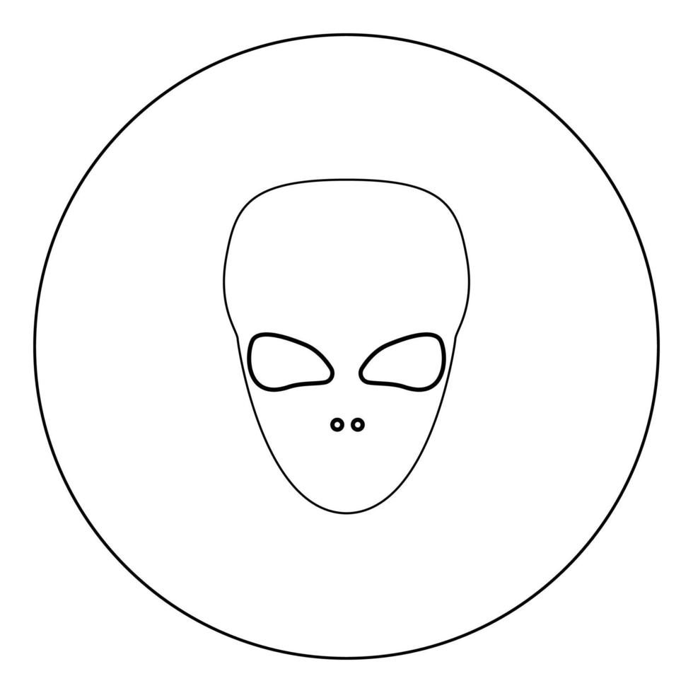 visage ou tête extraterrestre extraterrestre icône noire dans l'illustration vectorielle de cercle isolée. vecteur