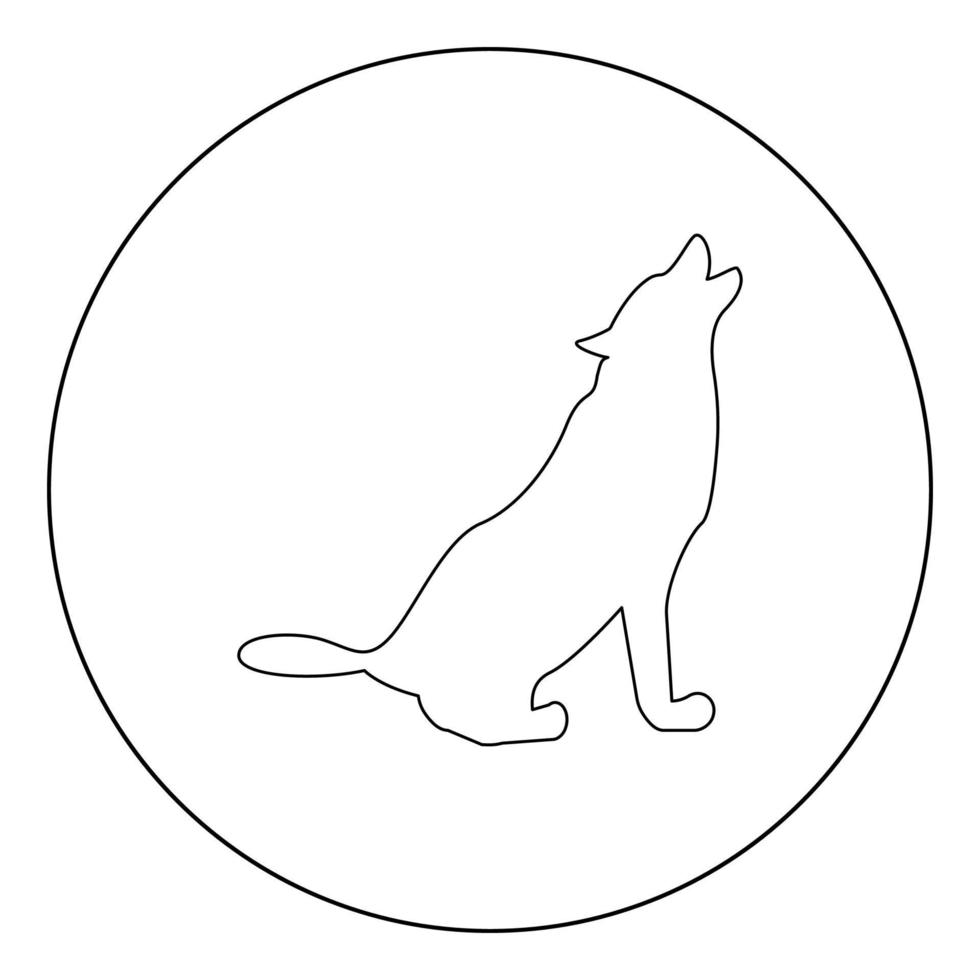 silhouette de l'icône noire du loup dans l'illustration vectorielle de cercle isolée. vecteur