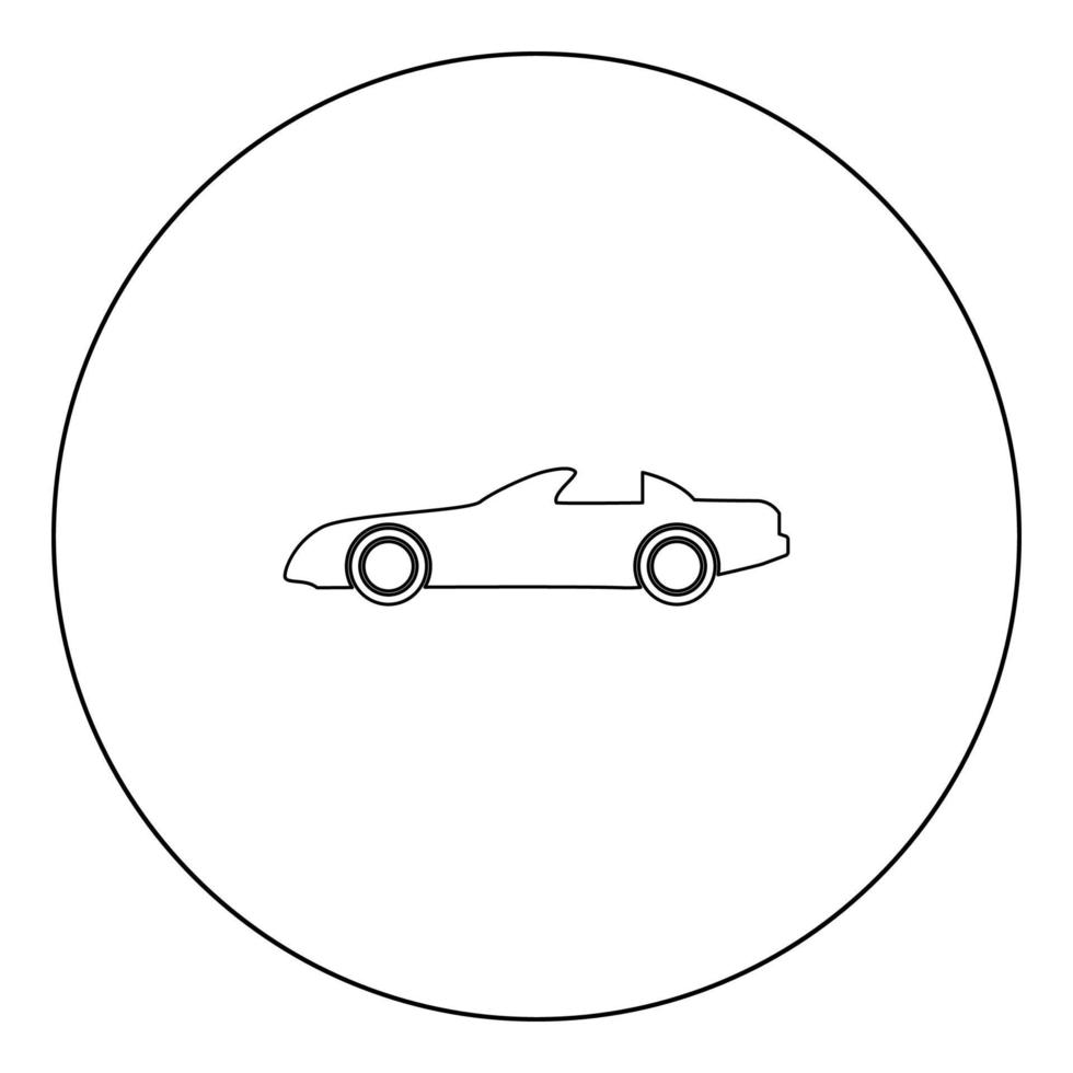 icône noire de voiture dans l'illustration vectorielle de cercle isolée. vecteur