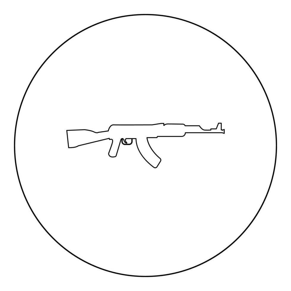 icône noire de fusil d'assaut dans l'illustration vectorielle de cercle isolée. vecteur