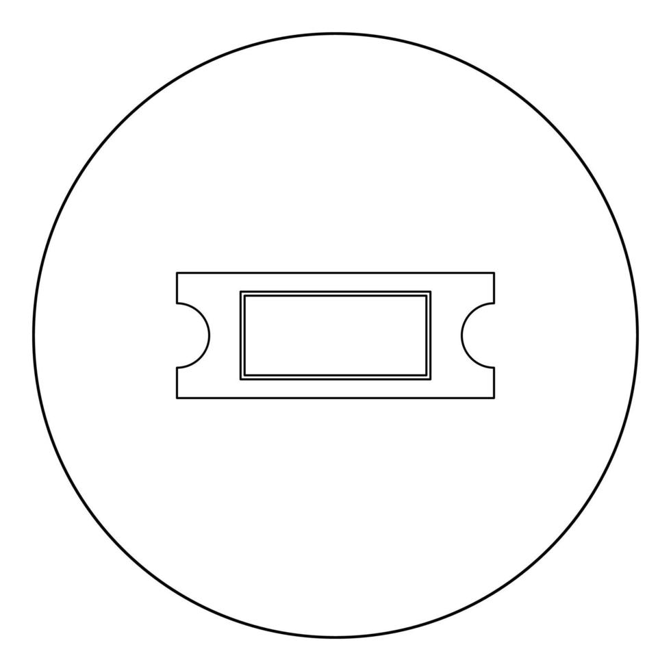 icône noire de billet dans l'illustration vectorielle de cercle isolée. vecteur