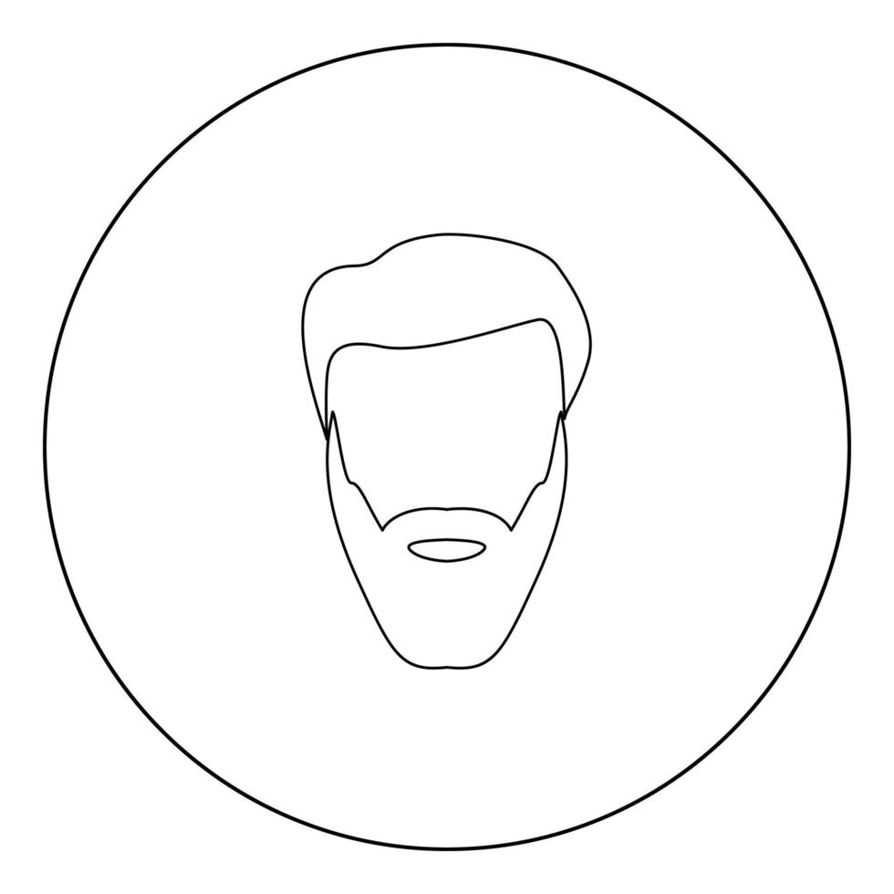 tête avec barbe et cheveux icône noire en illustration vectorielle de cercle isolé. vecteur