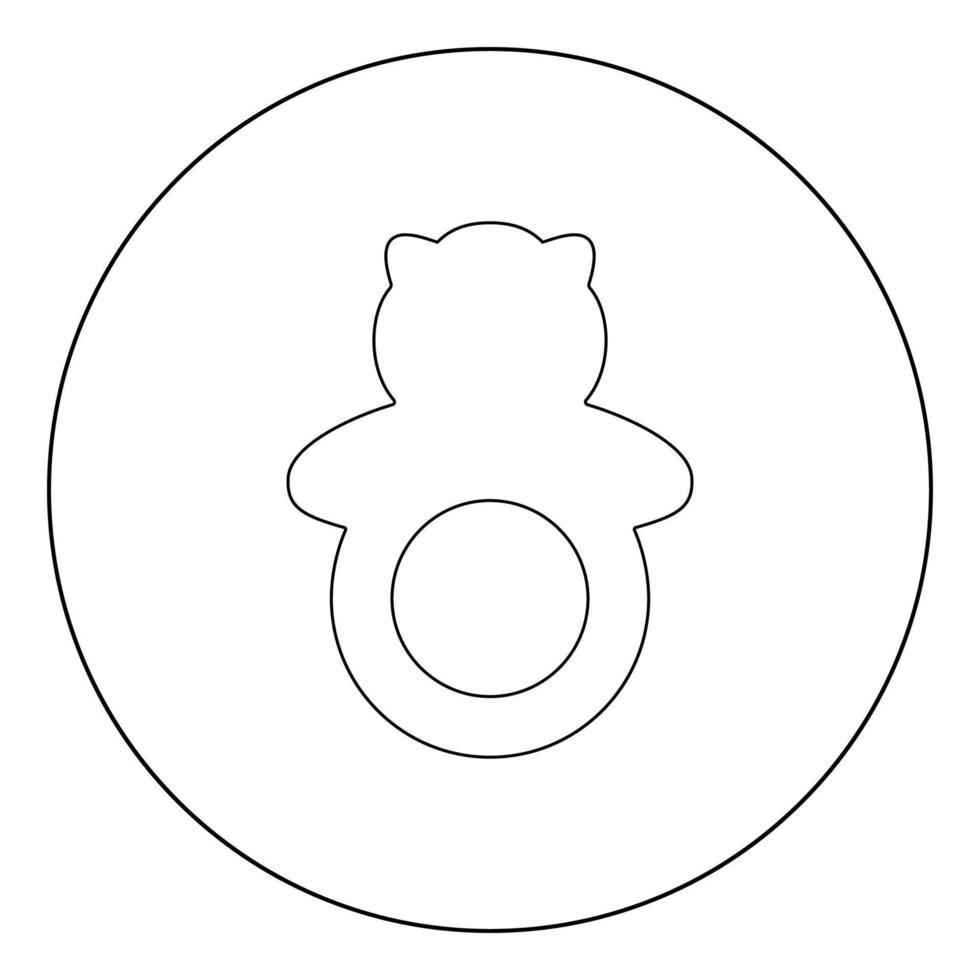icône noire de hochet dans l'illustration vectorielle de cercle isolée. vecteur