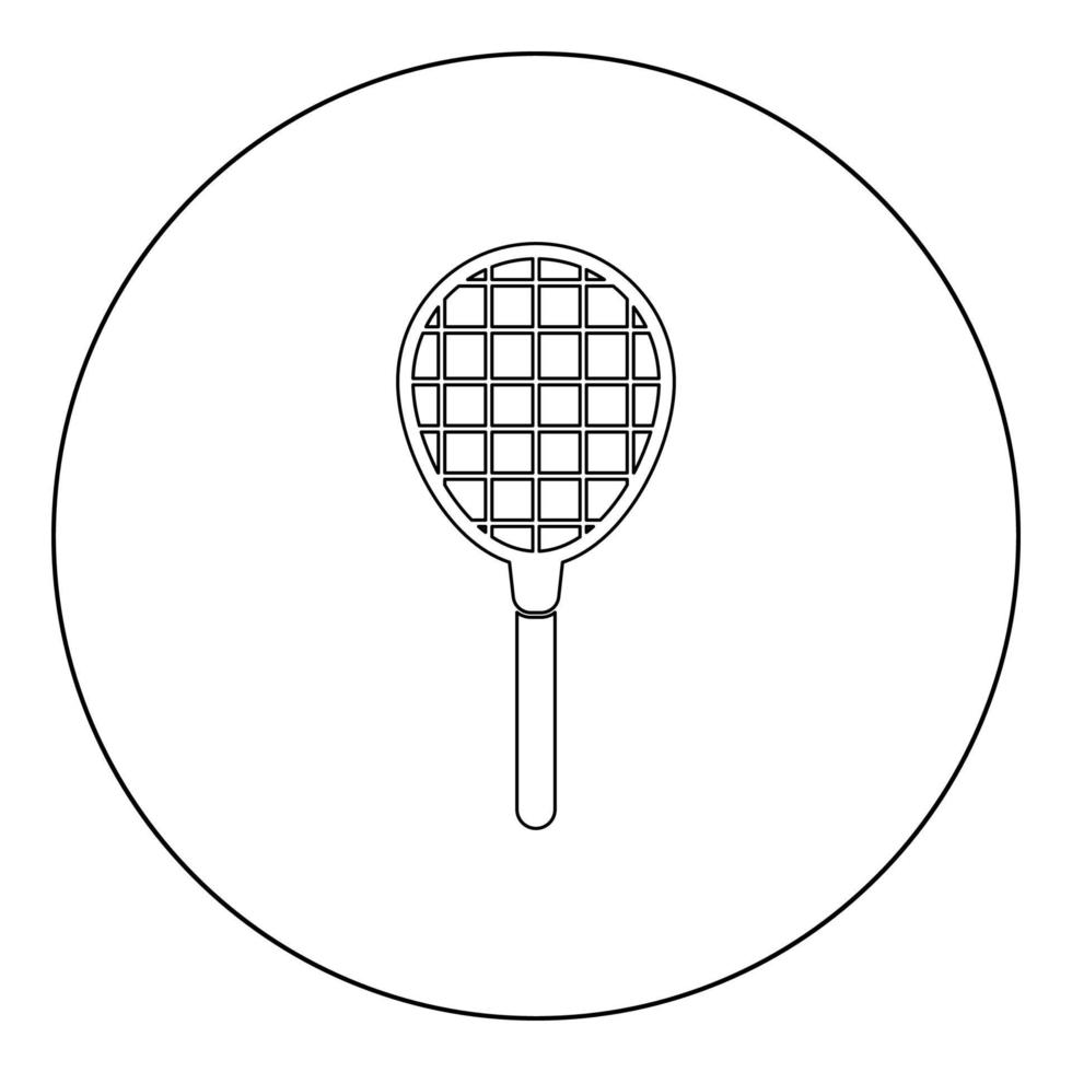 icône de raquette de tennis couleur noire en cercle vecteur