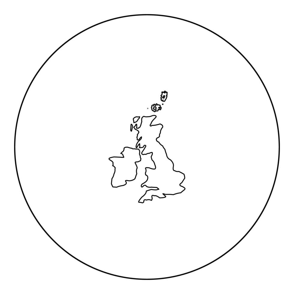 Carte du Royaume-Uni icône couleur noire en cercle vecteur