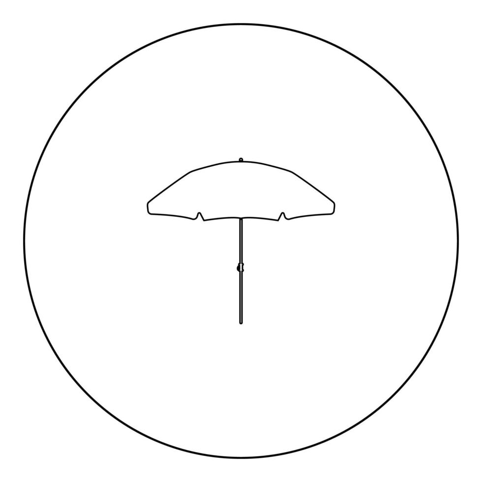 L'icône de parapluie de plage de couleur noire en cercle vecteur