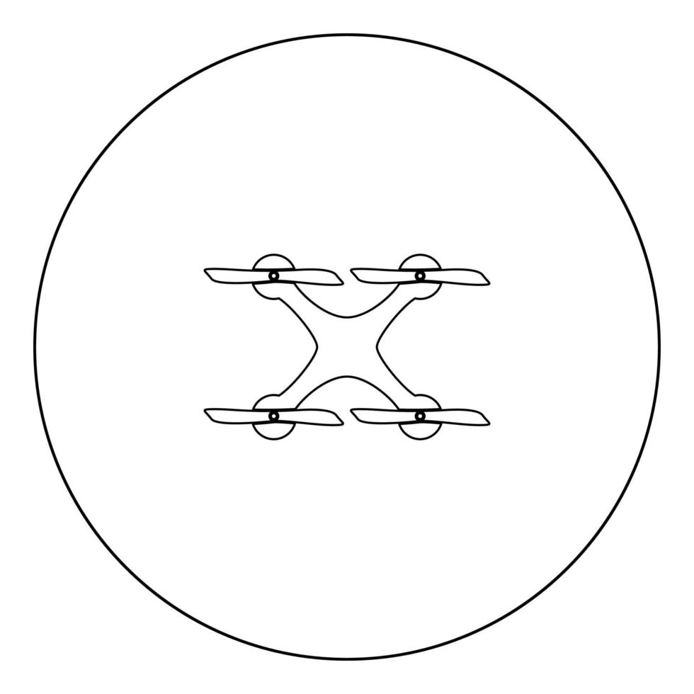 icône de drone couleur noire en cercle vecteur