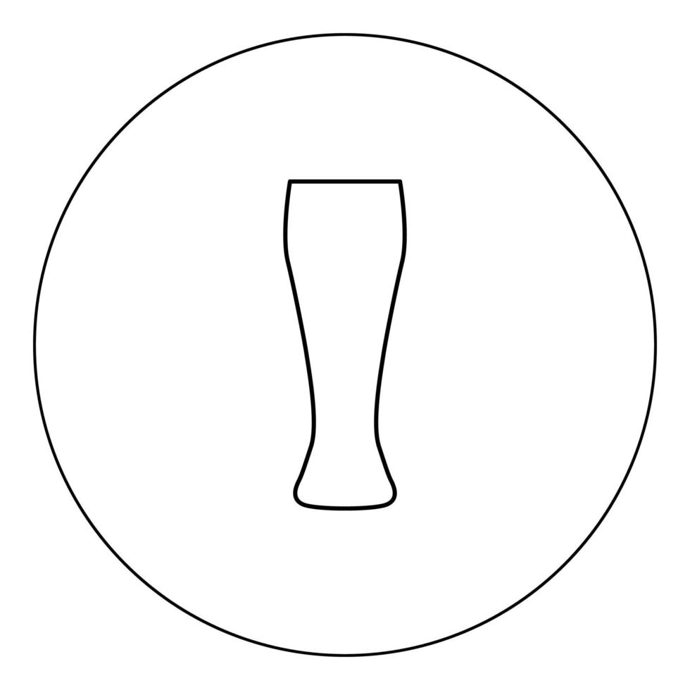 icône de verre de bière couleur noire en cercle illustration vectorielle isolée vecteur