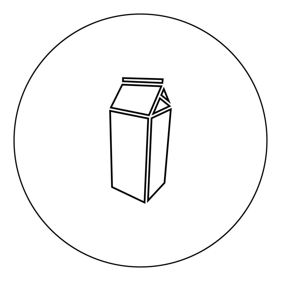 paquet pour l'icône de lait couleur noire en cercle illustration vectorielle isolée vecteur