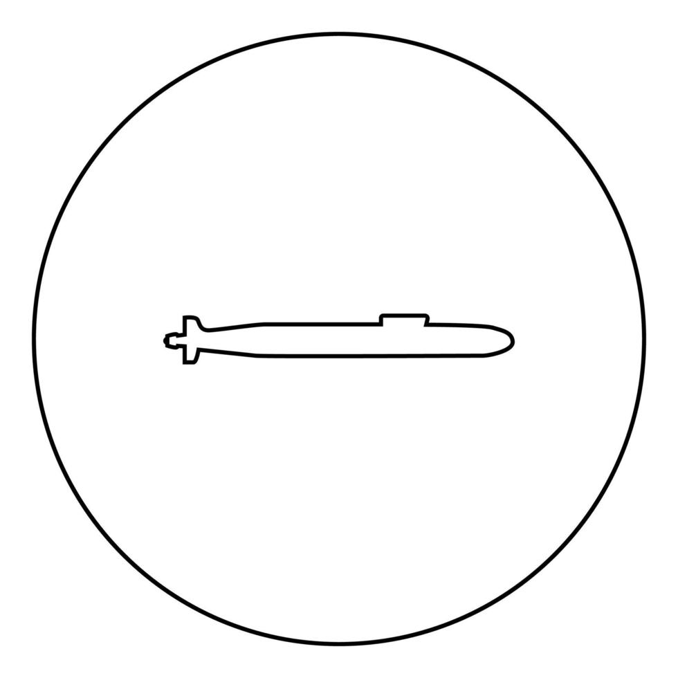 icône sous-marine couleur noire en cercle vecteur