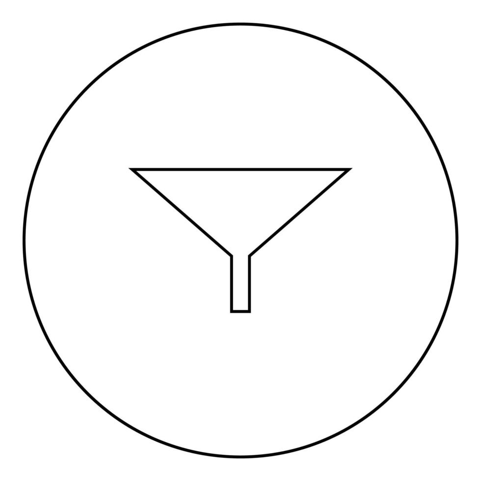 filtre ou entonnoir icône noire dans le contour du cercle vecteur