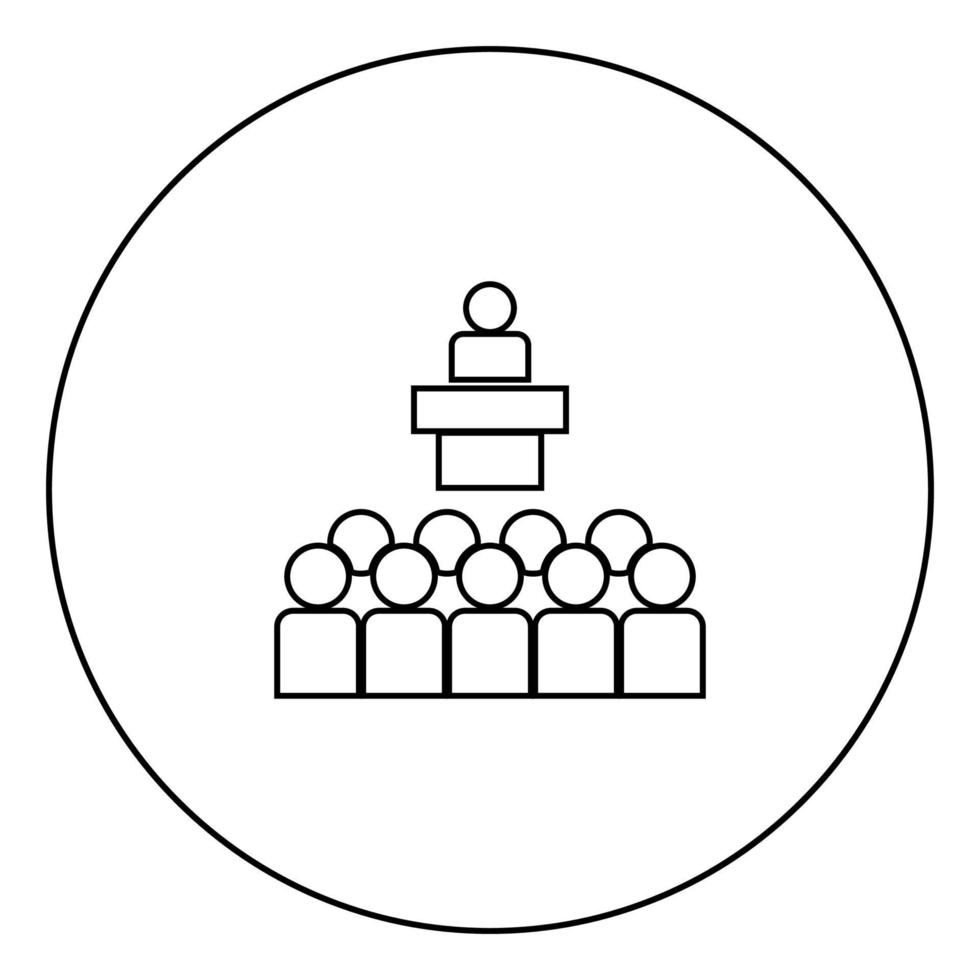 haut-parleur devant l'icône noire du public dans le contour du cercle vecteur