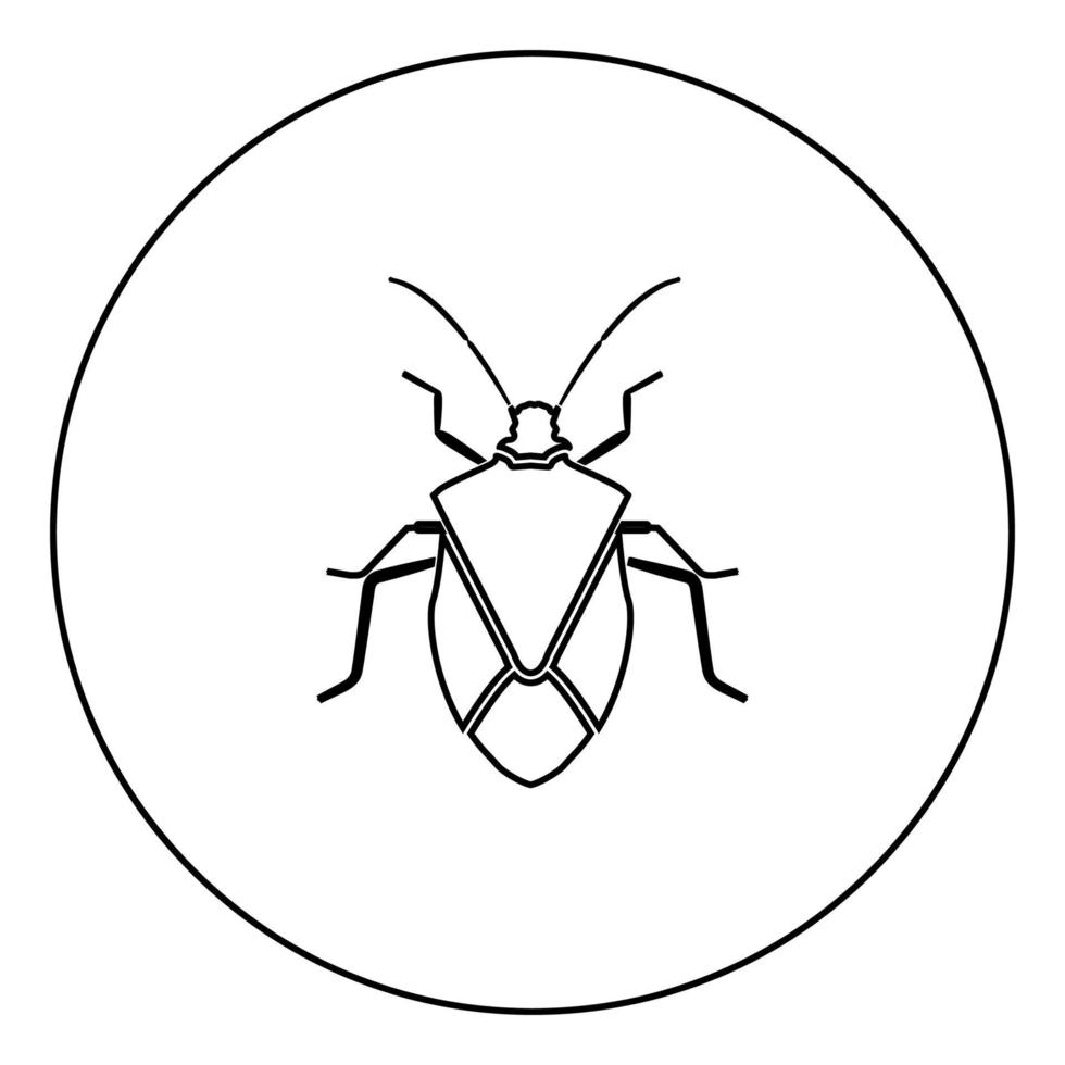 Contour de l'icône noire de bogue dans l'image du cercle vecteur