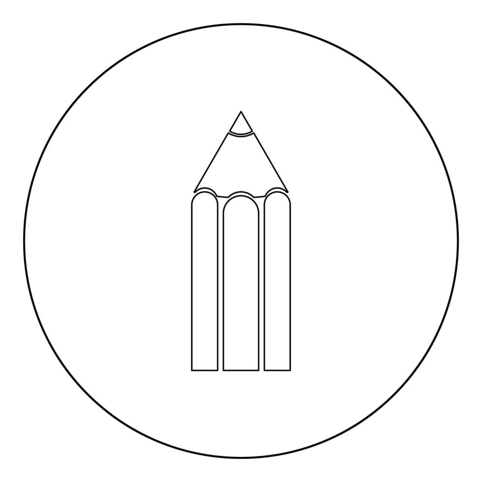 icône crayon couleur noire en cercle ou rond vecteur