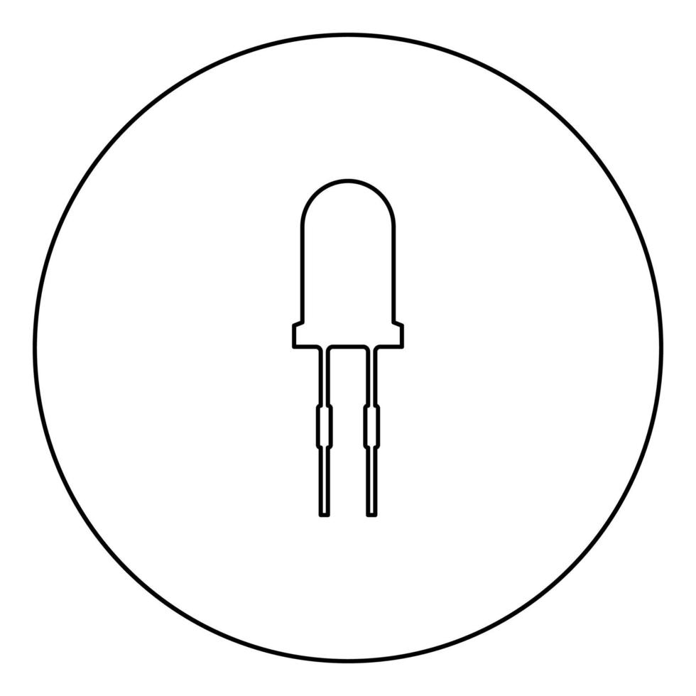 Contour de l'icône noire de la diode lumineuse dans l'image du cercle vecteur