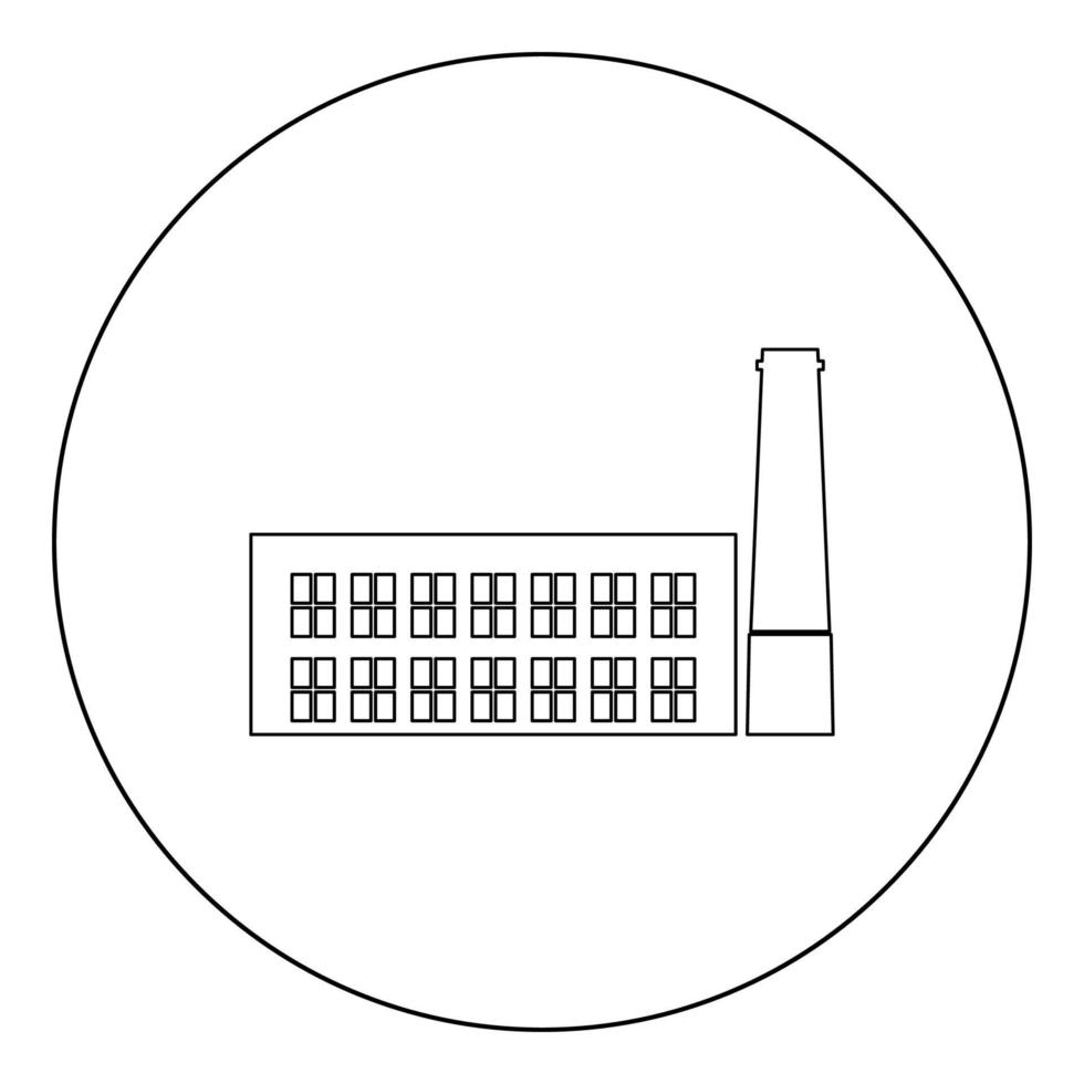 bâtiment industriel usine icône couleur noire en cercle ou rond vecteur