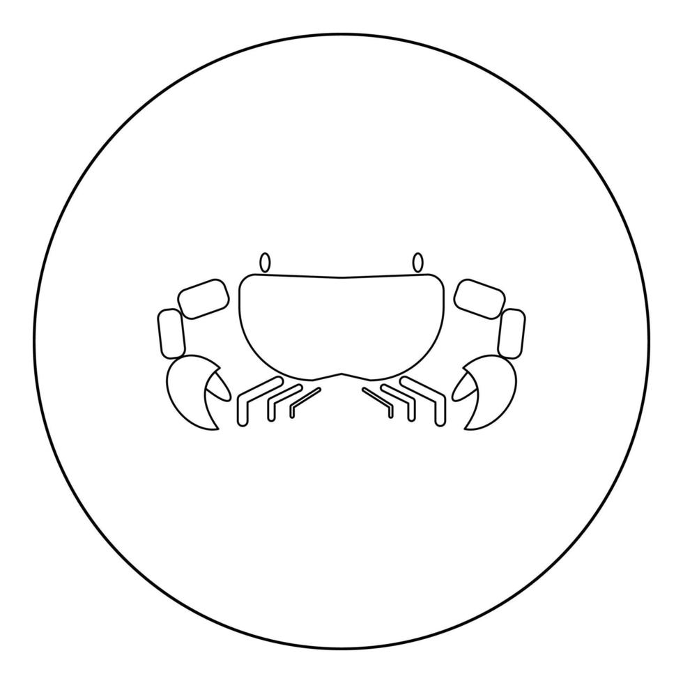 icône de crabe couleur noire en cercle ou rond vecteur