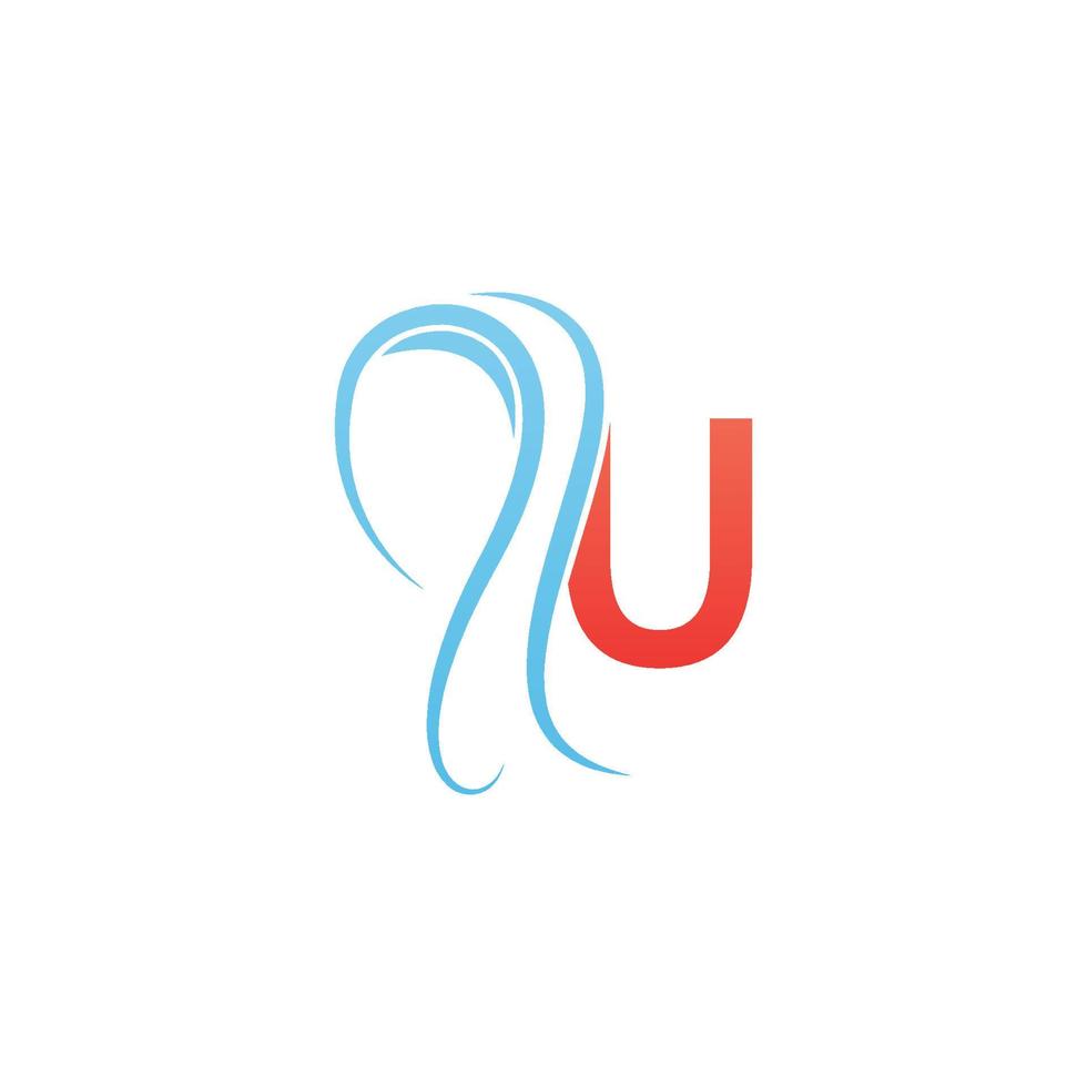 logo d'icône de lettre u combiné avec la conception d'icône de hijab vecteur