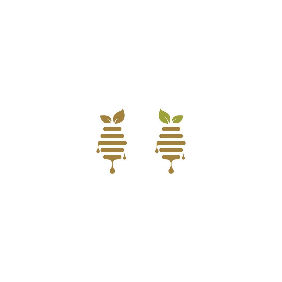 logo de miel, feuilles, concept de conception d'icône de logo de miel de feuille vecteur