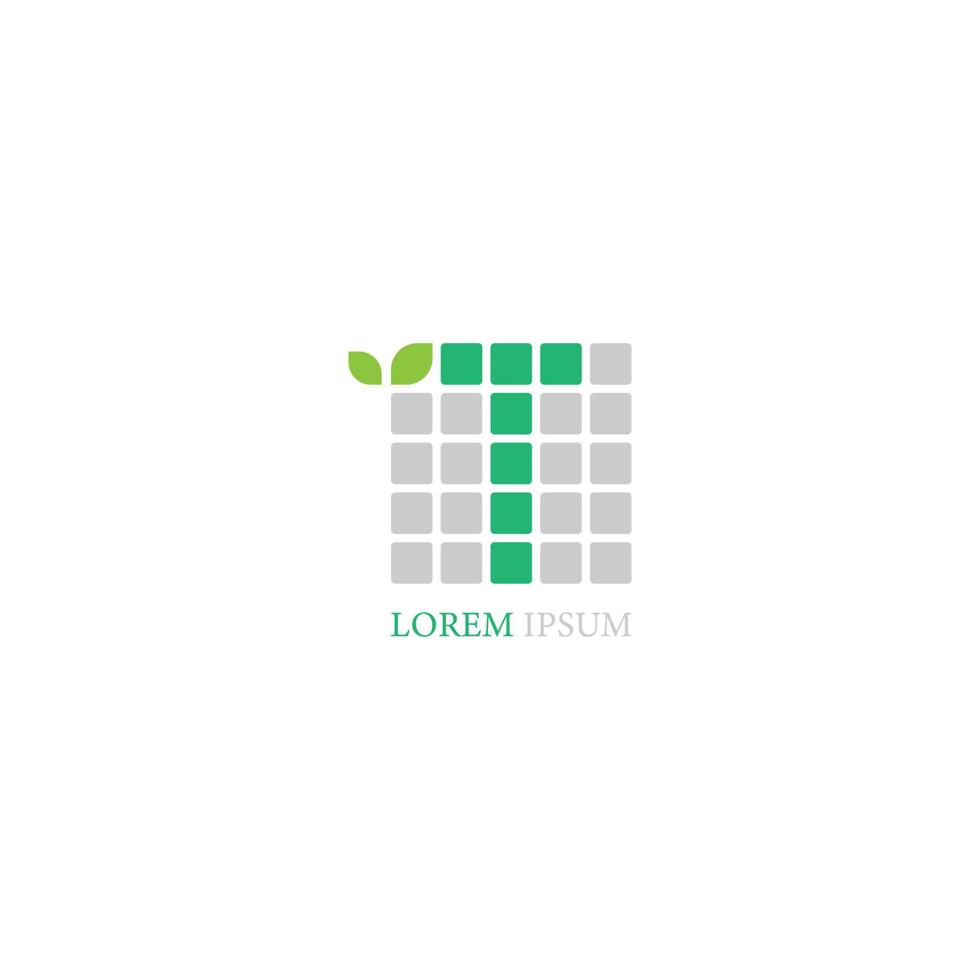 icône du logo lettre t avec des feuilles sur la conception de carrés vecteur