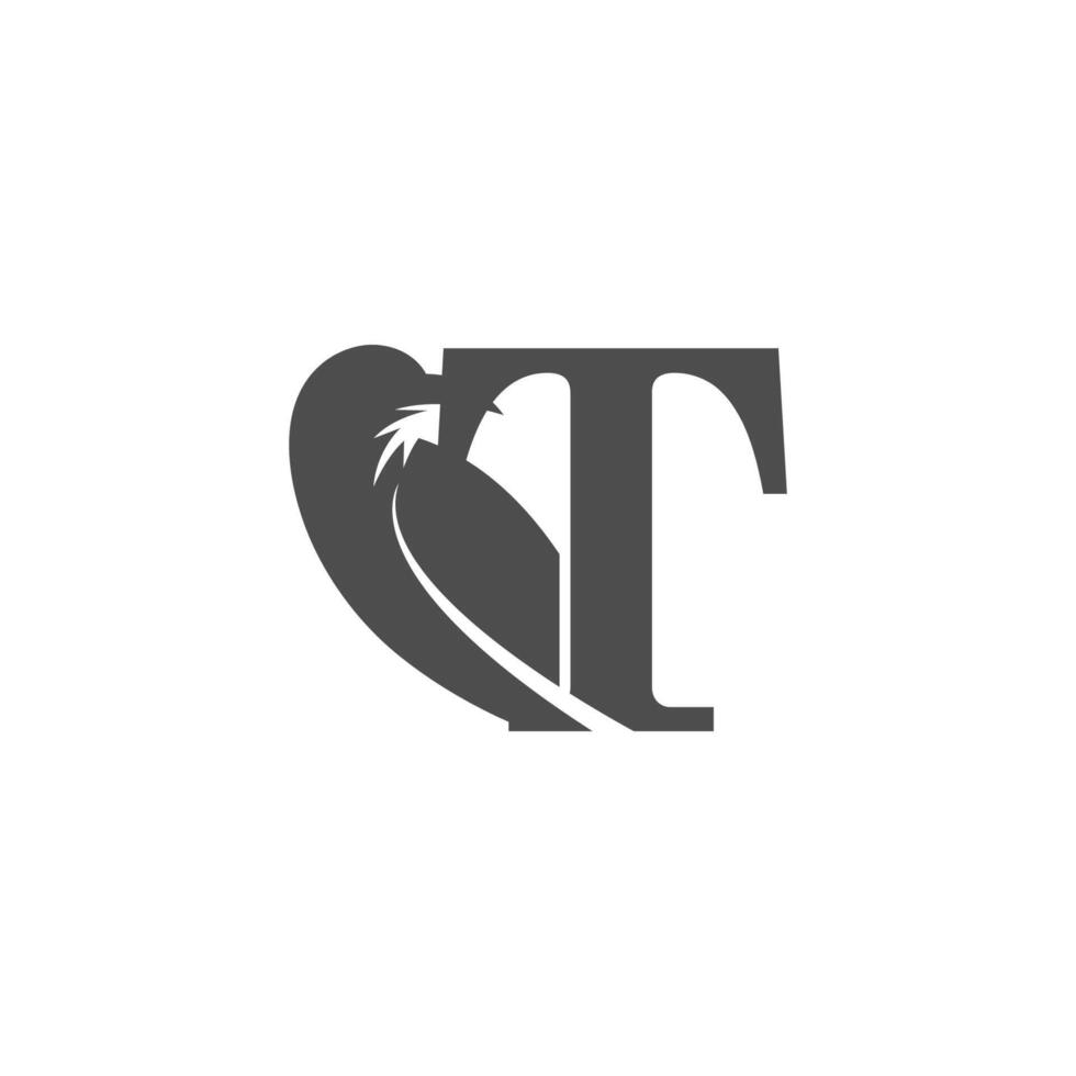 création de logo icône combinaison lettre t et corbeau vecteur