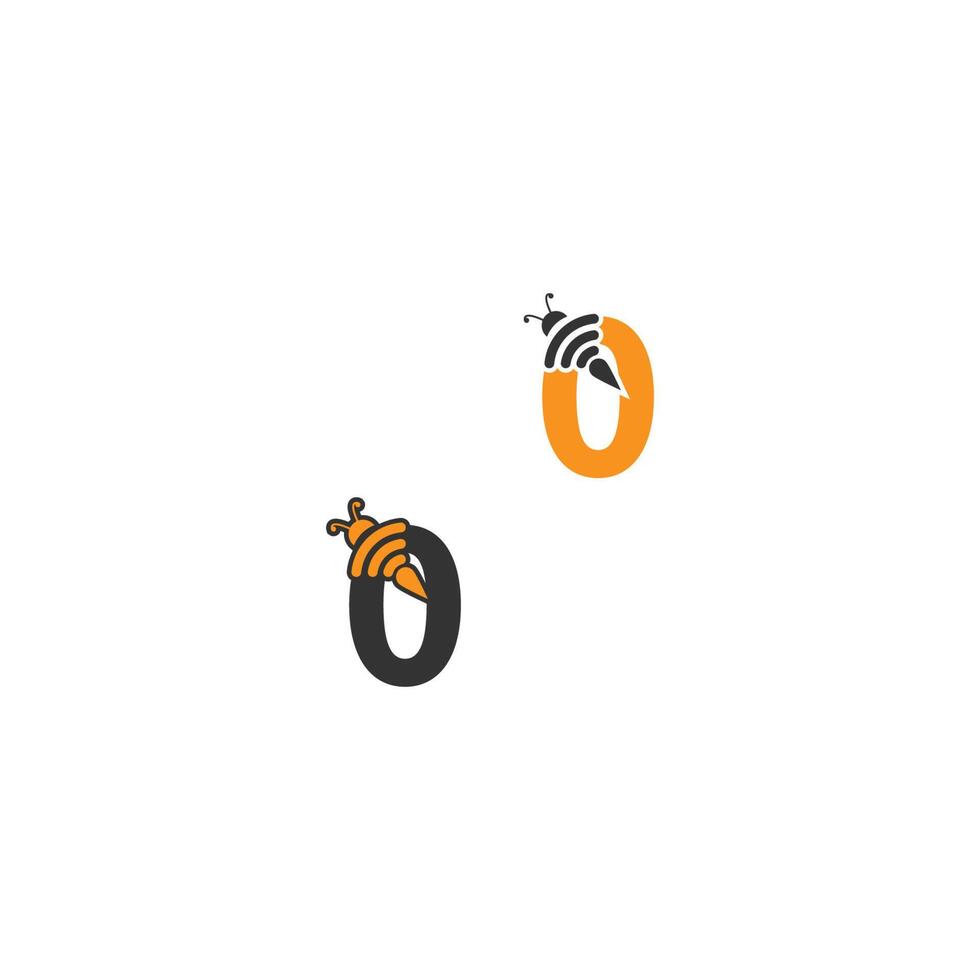 logo de conception créative d'icône d'abeille numéro 0 vecteur