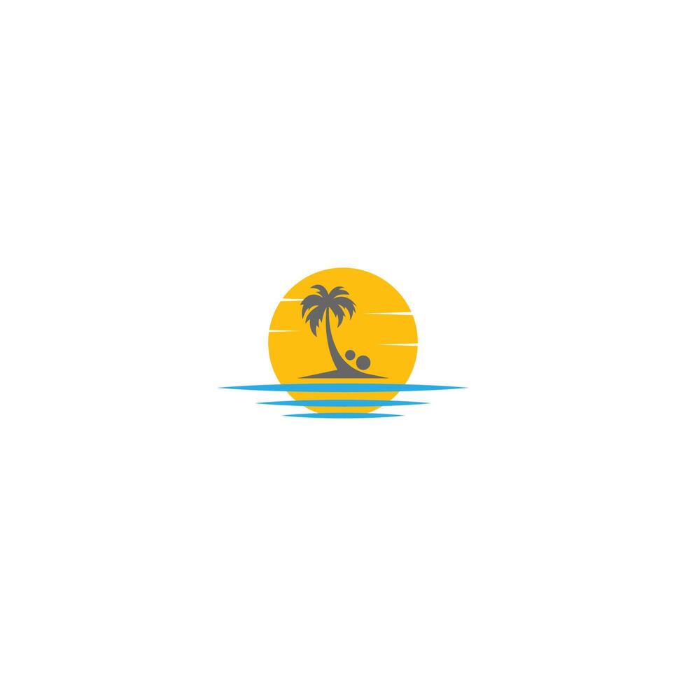 plage de palmiers, concept de logo de vitamine vecteur