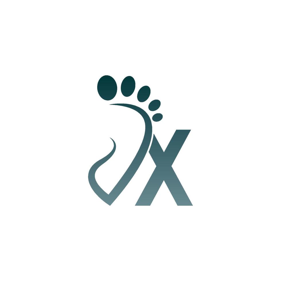 logo d'icône de lettre x combiné avec la conception d'icône d'empreinte vecteur