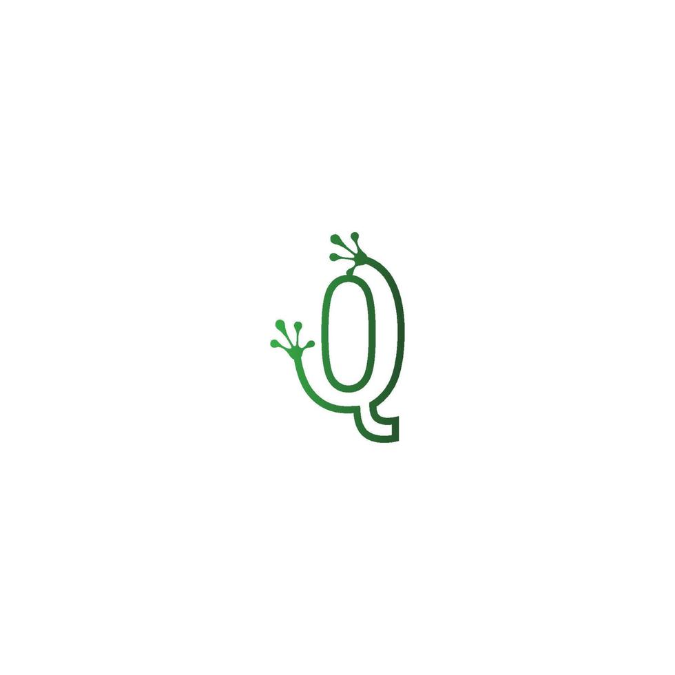 lettre q création de logo concept d'empreintes de grenouille vecteur
