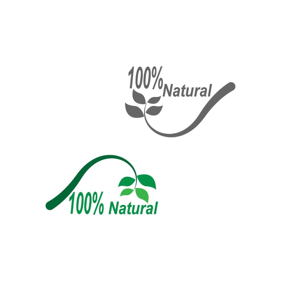 Icône 100 %, naturel, végétalien, biologique, anniversaire, illustration de conception d'étiquette vecteur