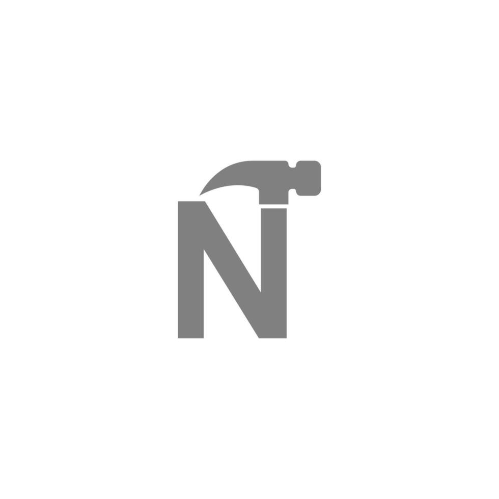 lettre n et marteau icône combinaison création de logo vecteur