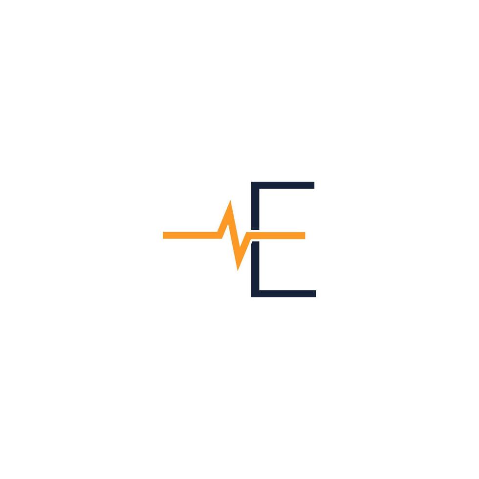 logo d'icône de lettre e combiné avec la conception d'icône d'impulsion vecteur