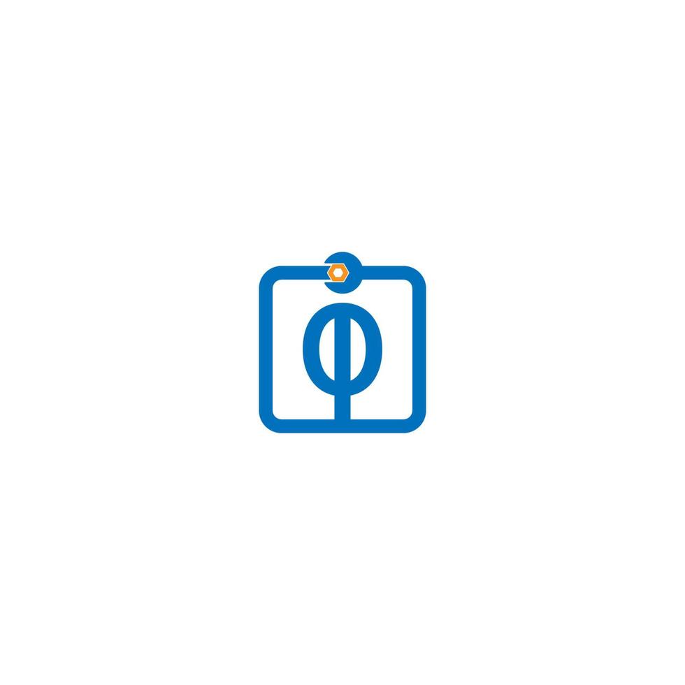 icône du logo lettre o formant une conception de clé et de boulon vecteur
