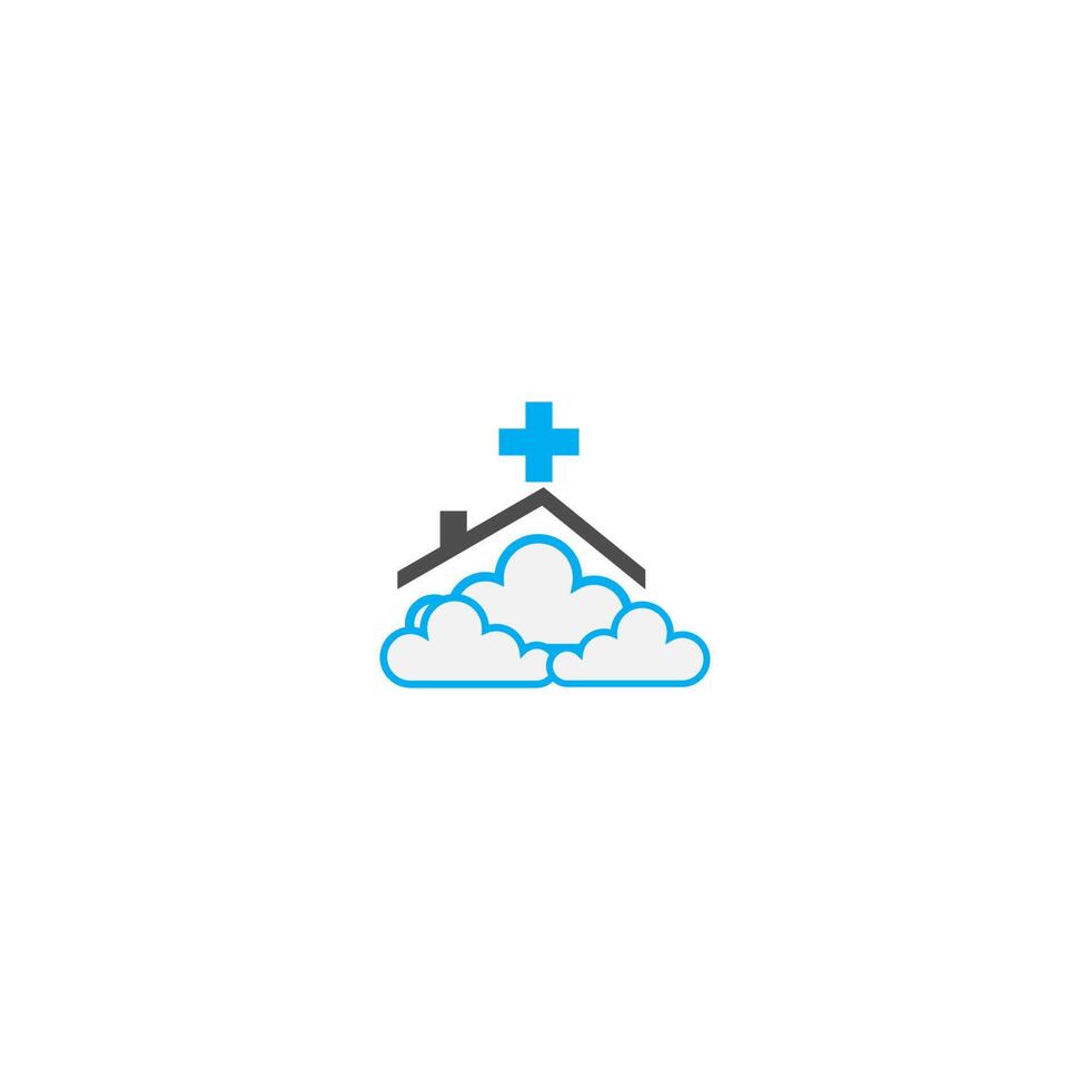 icône du logo du concept de soins à domicile cloud vecteur