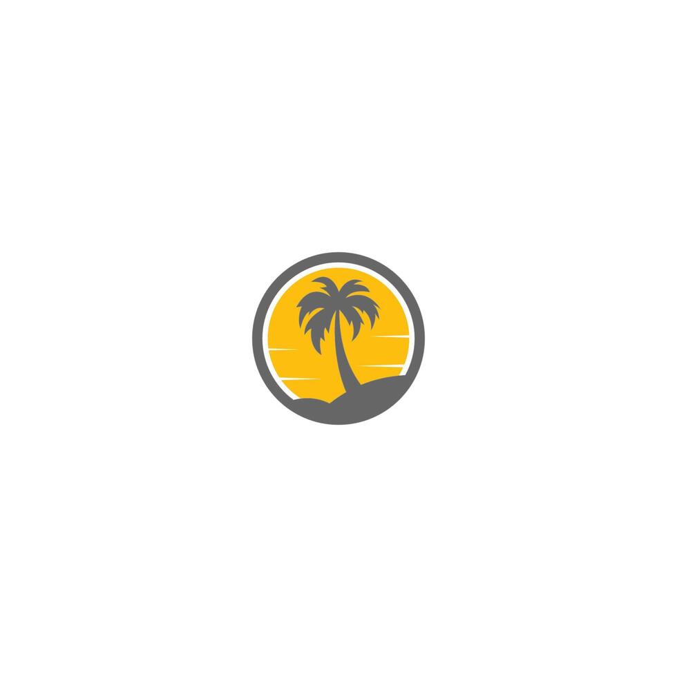 plage de palmiers, concept de logo de vitamine vecteur