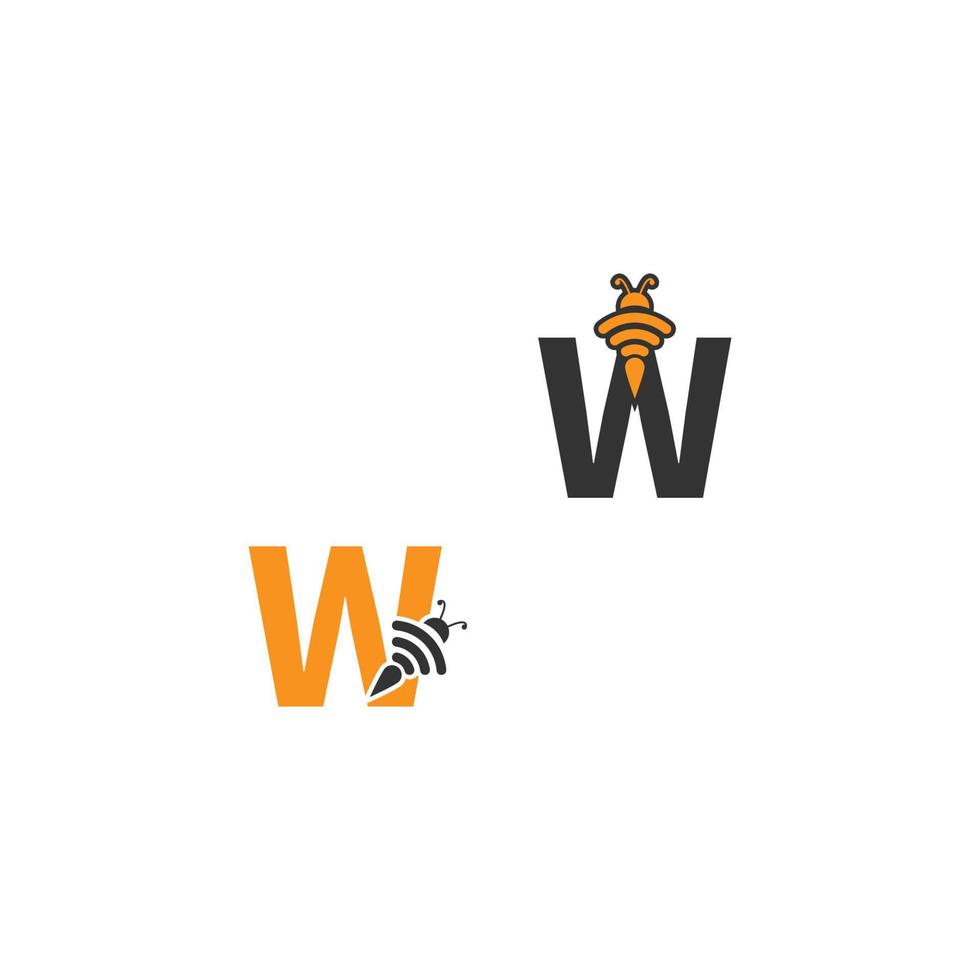 logo de conception créative icône lettre w abeille vecteur