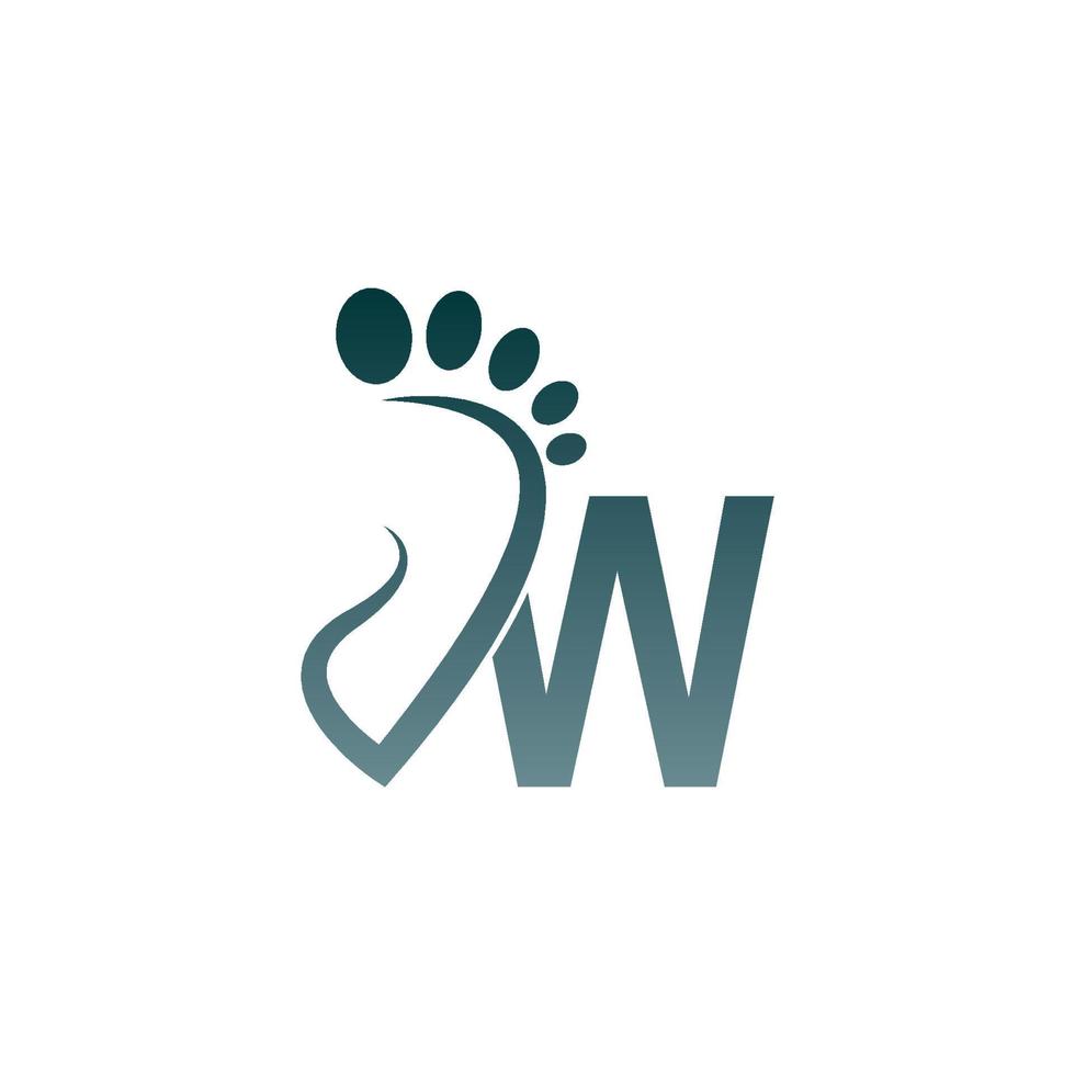 logo d'icône de lettre w combiné avec la conception d'icône d'empreinte vecteur