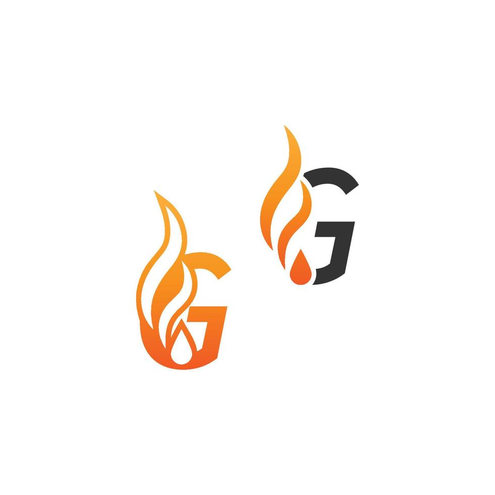 lettre g et vagues de feu, conception de concept d'icône de logo vecteur