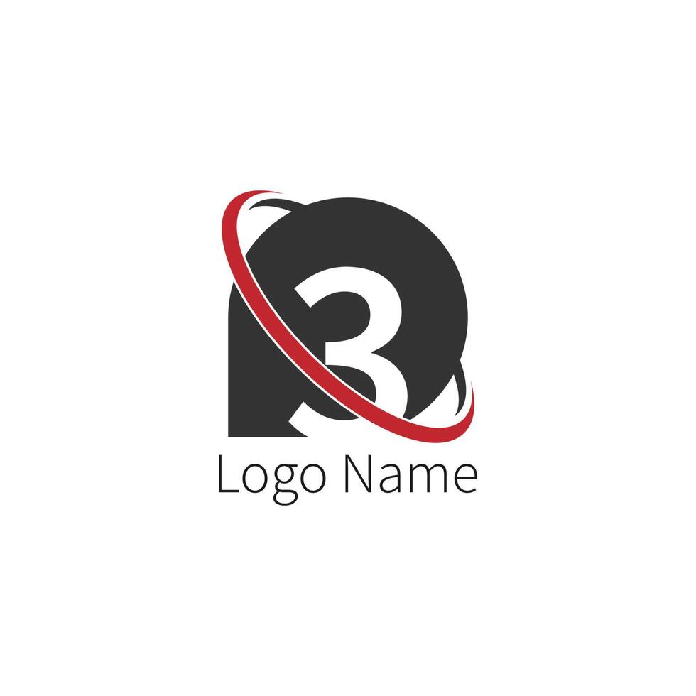 logo d'icône de cercle numéro 3, concept de cercle d'icône de numéro de conception vecteur