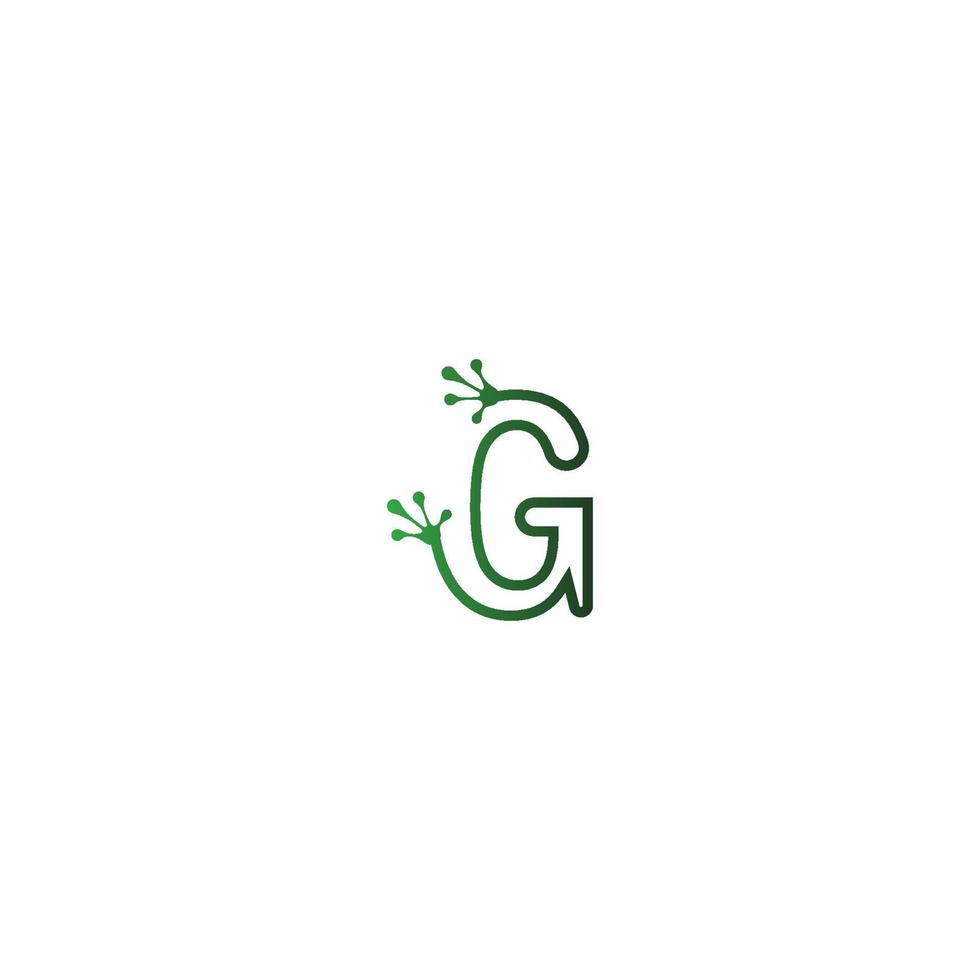 lettre g logo design concept d'empreintes de grenouille vecteur