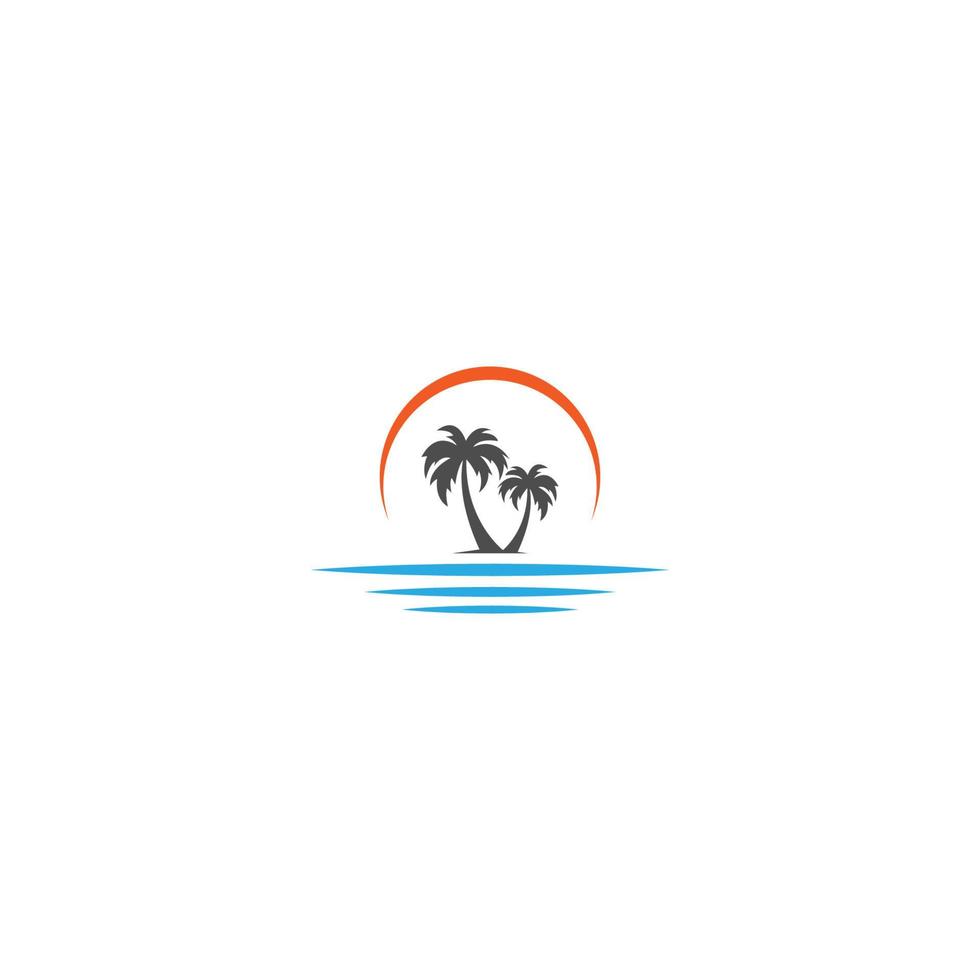 plage de palmiers, concept de logo de vitamine vecteur