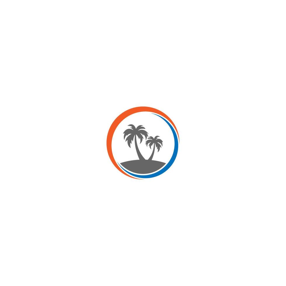 plage de palmiers, concept de logo de vitamine vecteur