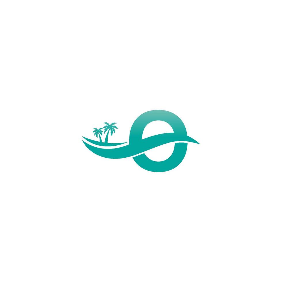 lettre o logo cocotier et conception d'icône de vague d'eau vecteur